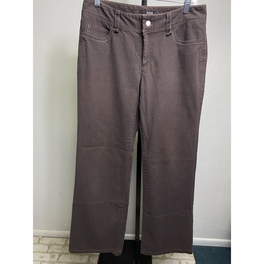 a.n.a Womens Brown Stretch Denim Jeans Straight Leg Mid Rise 31 Inseam size 8